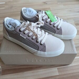 Taos Plim Soul Women's Canvas Sneakers Grey Cream Low Top Lace Up NEW Size 9